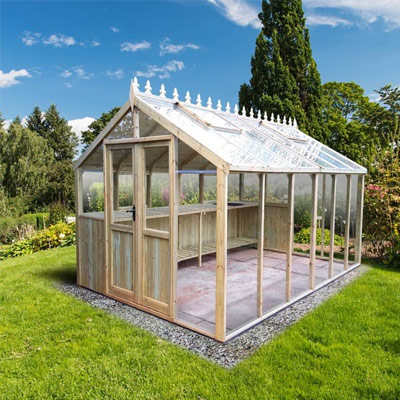 8x6 greenhouse shed in garden