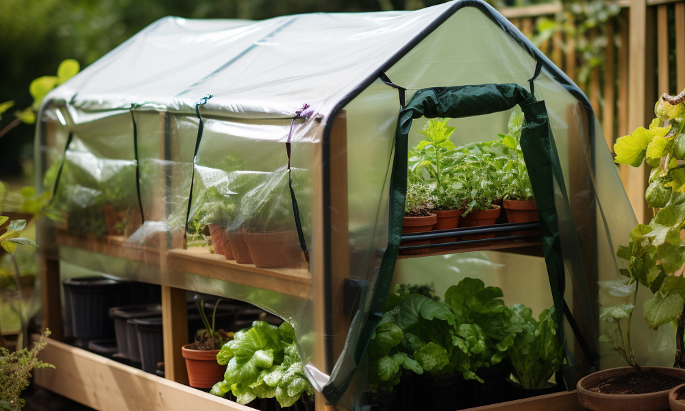 wooden growbag greenhouse