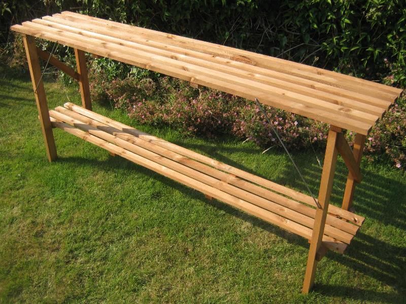 Folding Wooden 6ft x 14" Greenhouse Staging South West Greenhouses