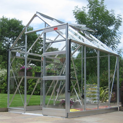 high eaves silver aluminium glass greenhouse