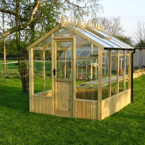 clearview wiltshire wooden greenhouse on lawn