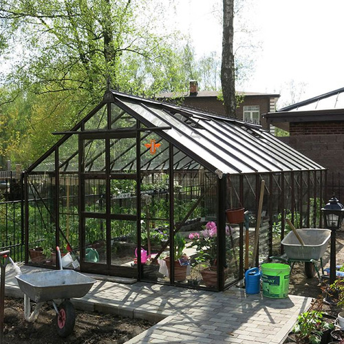 elite titan 10ft wide aluminium greenhouse on patio