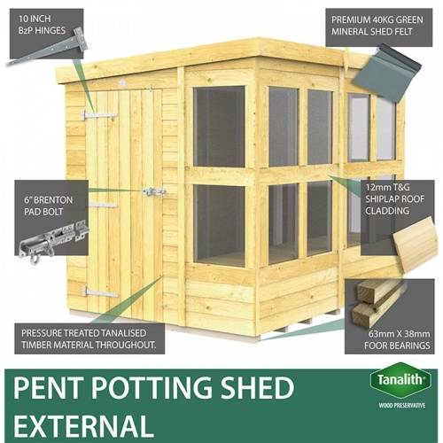 Modular Pent Roof Wooden Potting Sheds