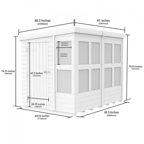 Modular Pent Roof Wooden Potting Sheds